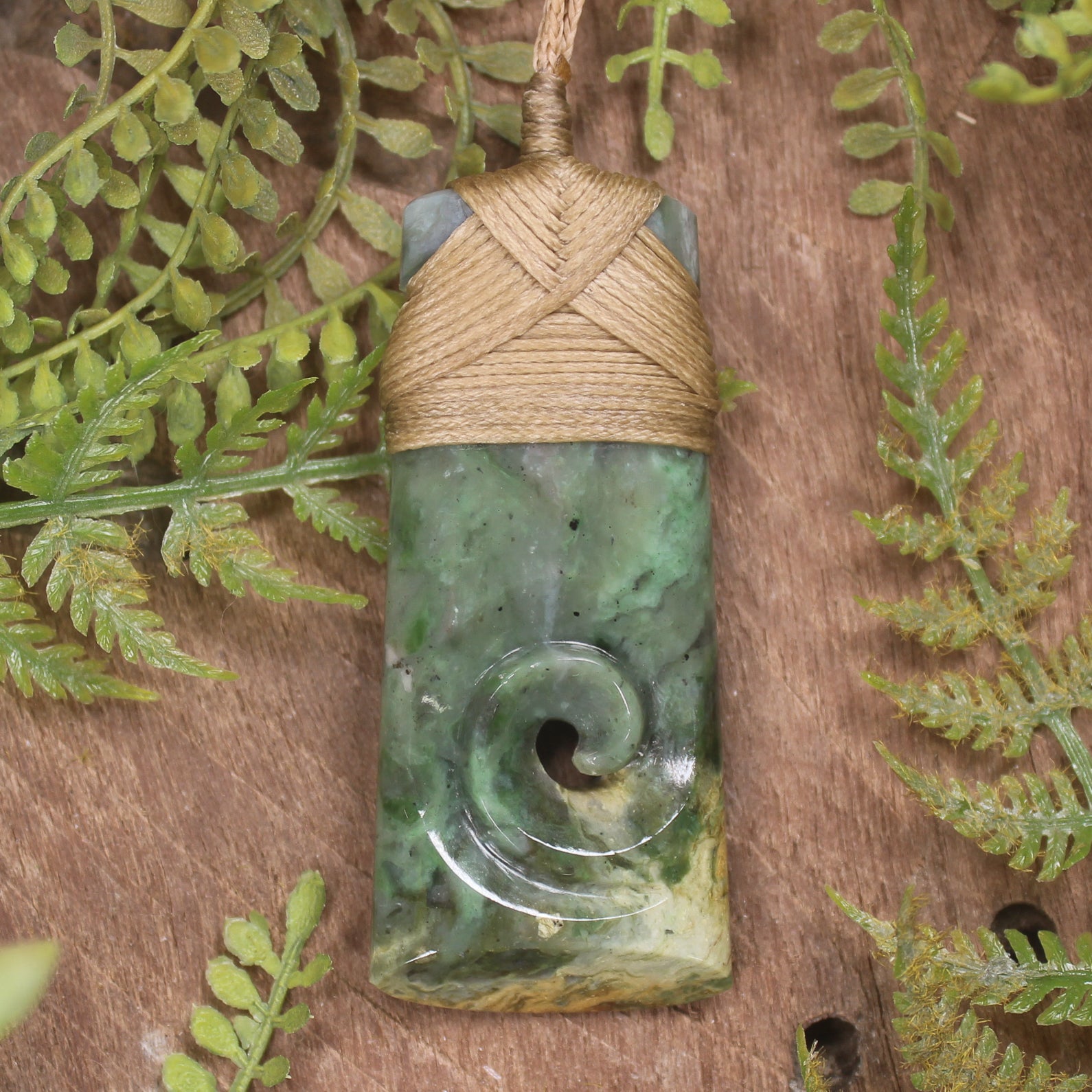 Flower Jade Pounamu Toki with Koru