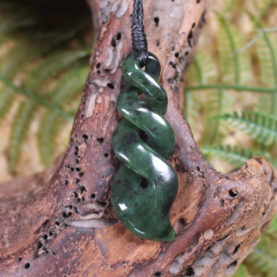 Twist carved from Rimu Pounamu - NZ Greenstone