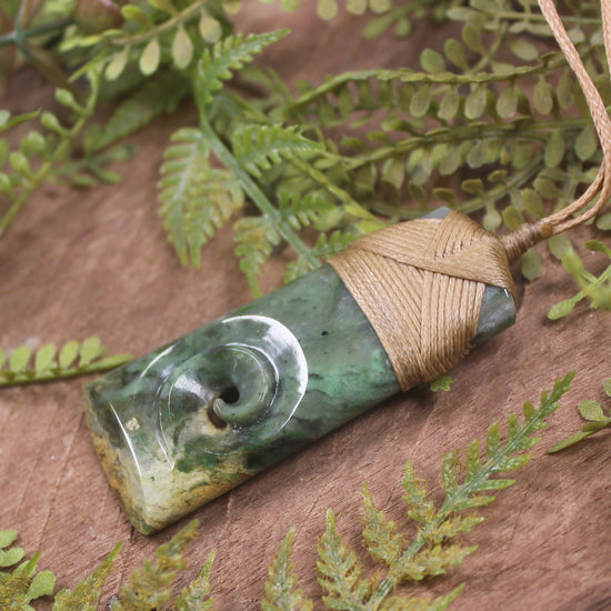Flower Jade Pounamu Toki with Koru