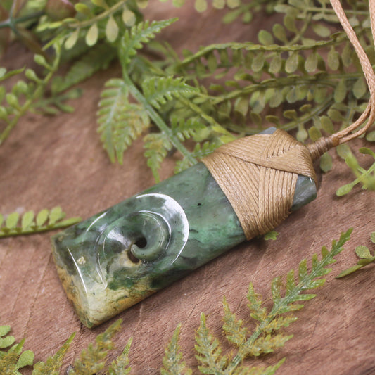 Flower Jade Pounamu Toki with Koru