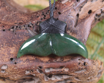 Whale Tail carved from Kawakawa Pounamu - NZ Greenstone