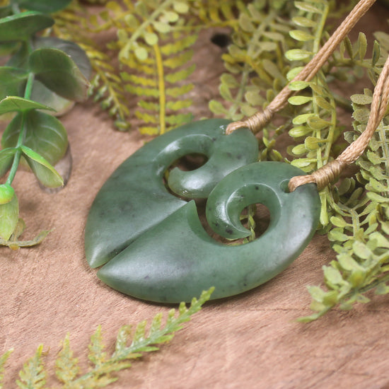 Koru Heart pendant carved from Hapopo Pounamu - NZ Greenstone