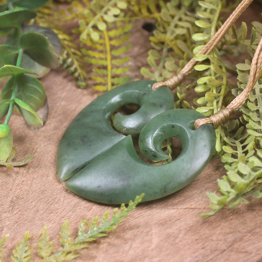 Koru Heart pendant carved from Hapopo Pounamu - NZ Greenstone