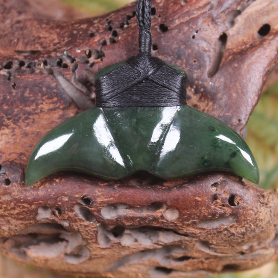 Whale Tail carved from Kawakawa Pounamu - NZ Greenstone