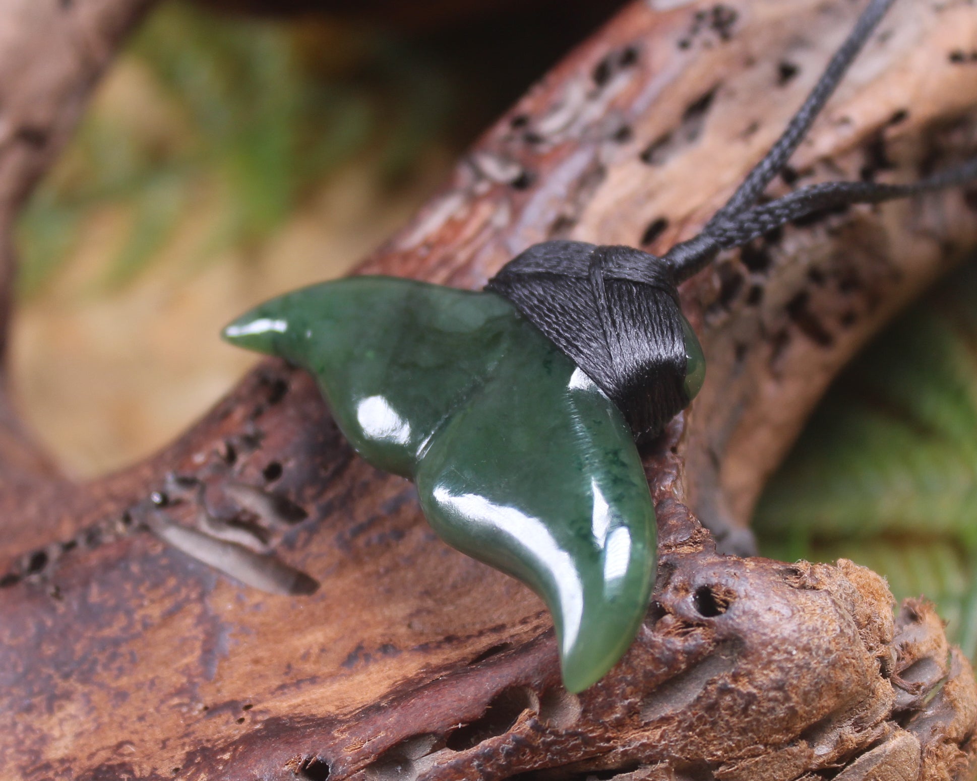 Whale Tail carved from Kawakawa Pounamu - NZ Greenstone