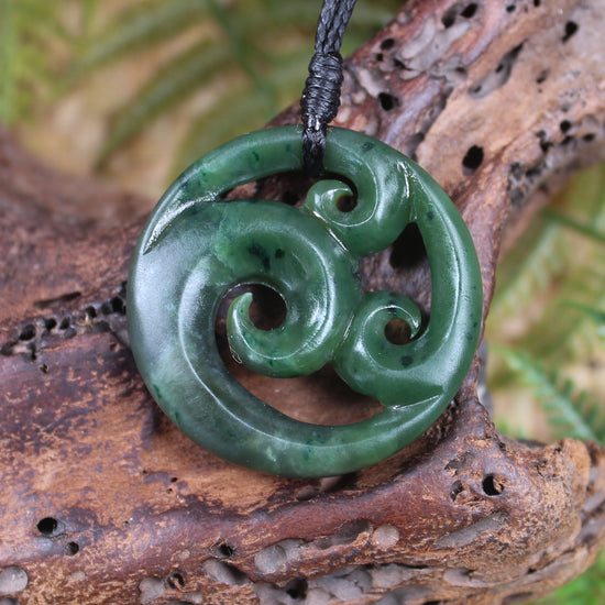 Koru pendant carved from Kawakawa Pounamu - NZ Greenstone