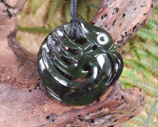 Koropepe carved from Rimu Pounamu - NZ Greenstone