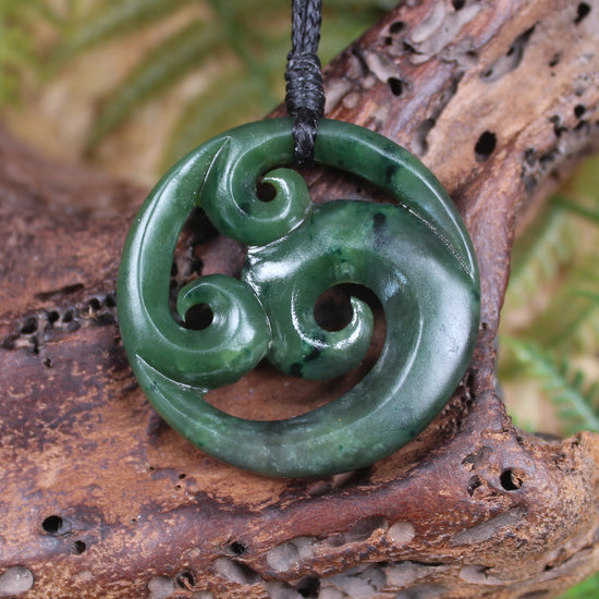 Koru pendant carved from Kawakawa Pounamu - NZ Greenstone