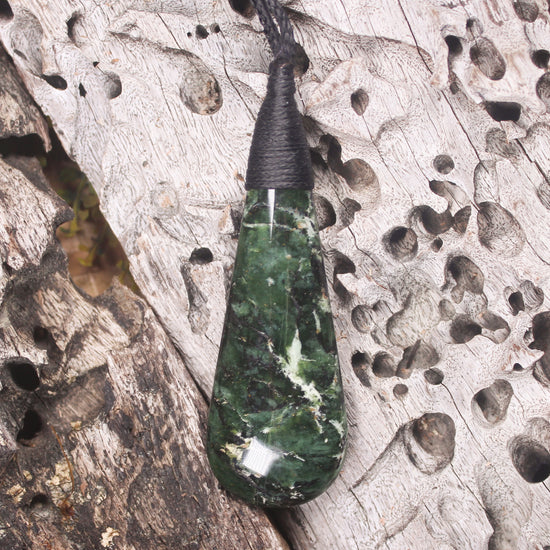 Roimata Teardrop carved from Douglas Creek Pounamu - NZ Greenstone