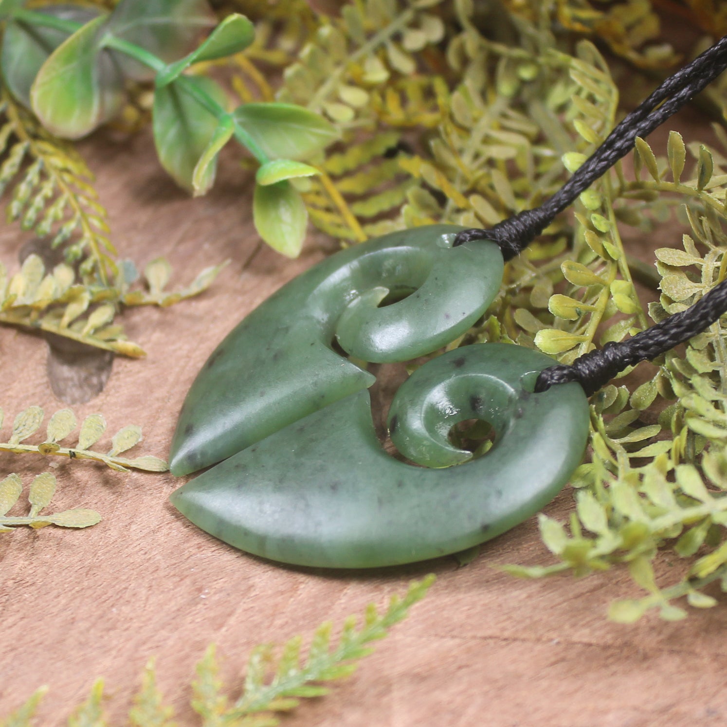 Koru Heart pendant carved from Hapopo Pounamu - NZ Greenstone