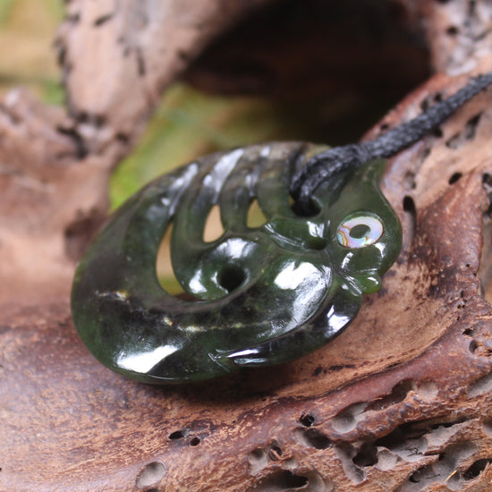 Koropepe carved from Rimu Pounamu - NZ Greenstone