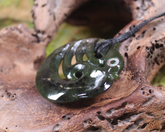 Koropepe carved from Rimu Pounamu - NZ Greenstone