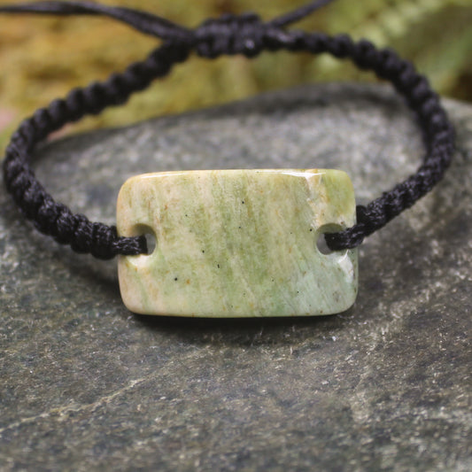 Adjustable cord bracelet with  Flower Jade Pounamu