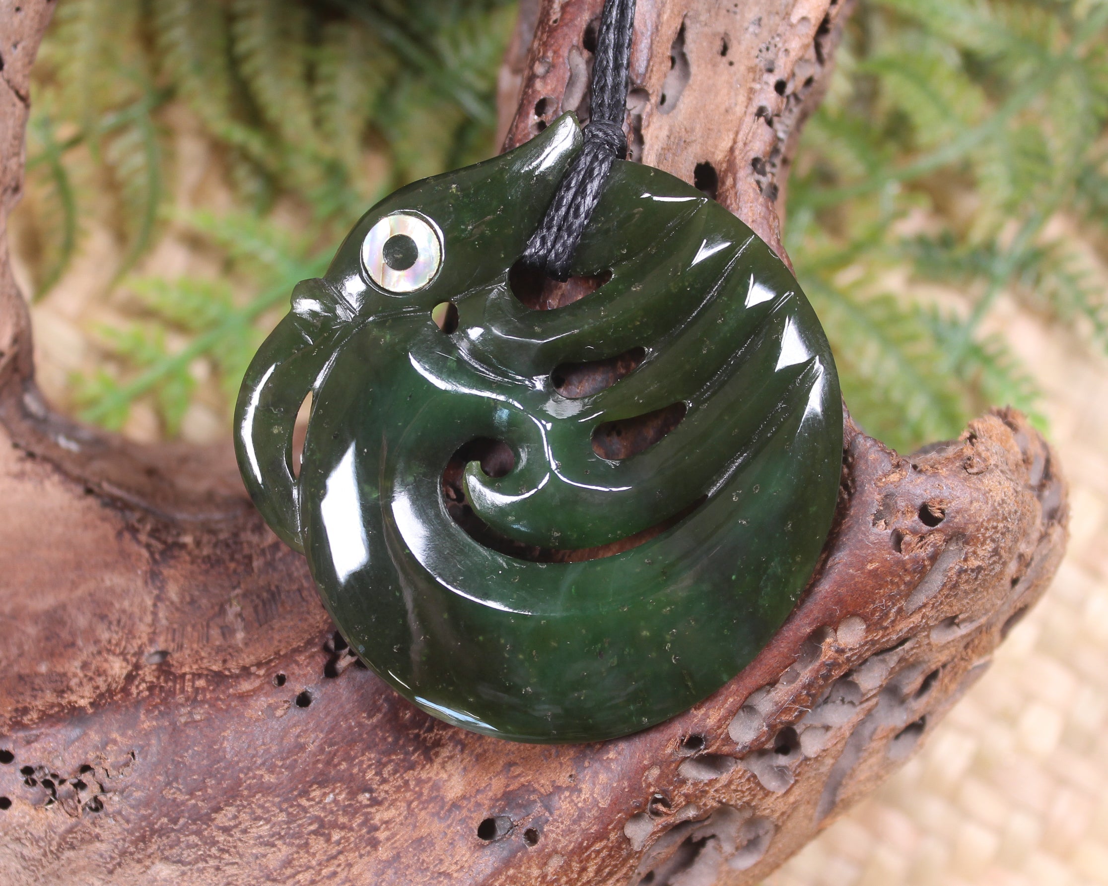 Koropepe carved from Rimu Pounamu - NZ Greenstone