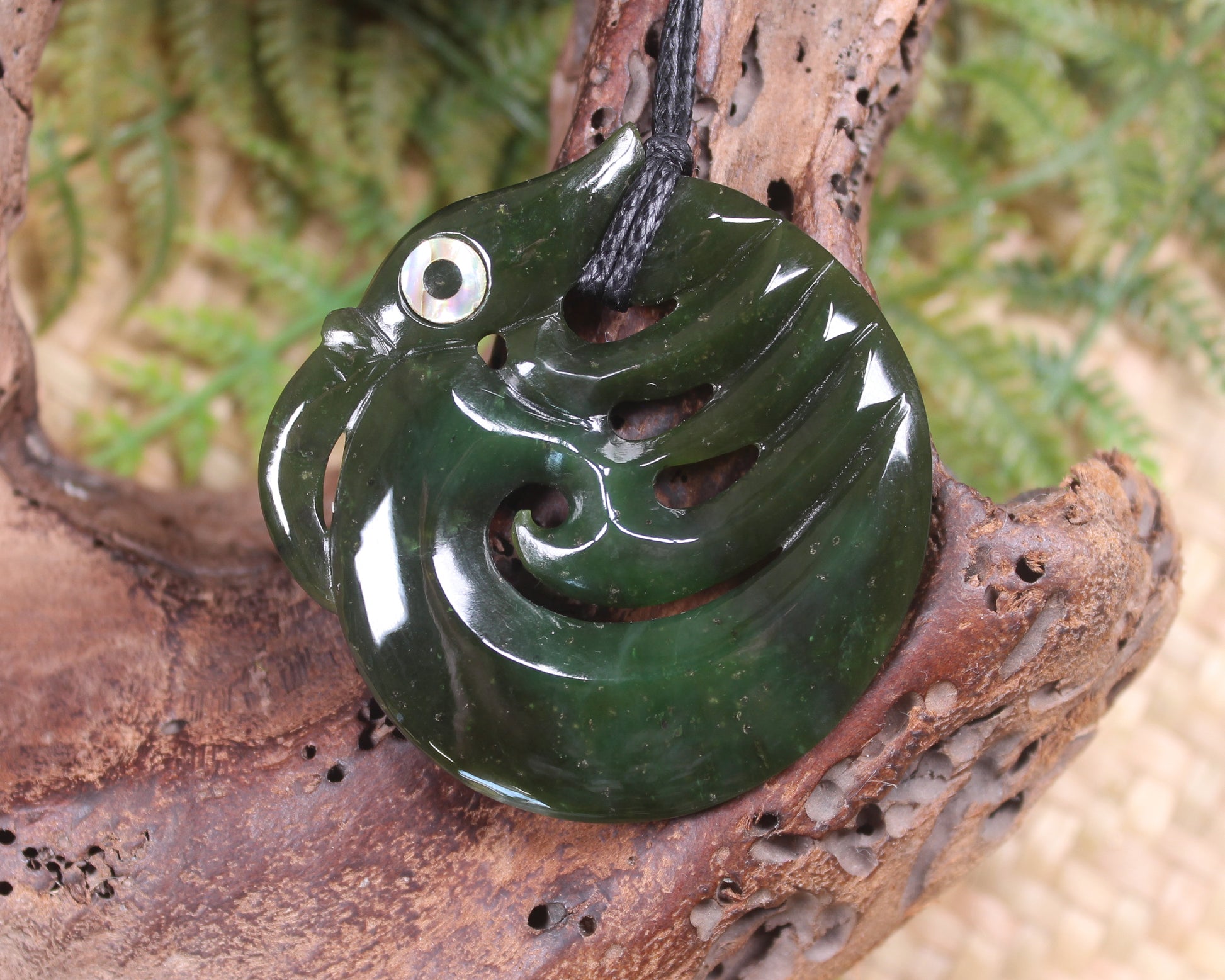 Koropepe carved from Rimu Pounamu - NZ Greenstone