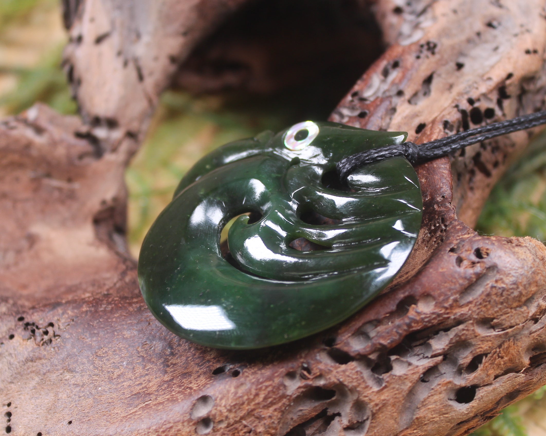 Koropepe carved from Rimu Pounamu - NZ Greenstone