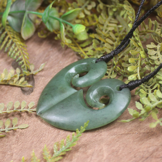 Koru Heart pendant carved from Hapopo Pounamu - NZ Greenstone