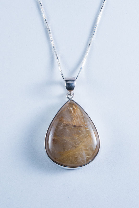 Rutile Quartz Sterling Silver Pendant (S061)