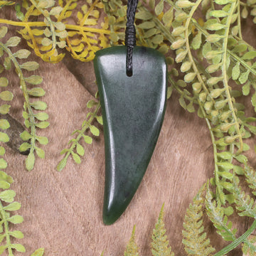 Tooth pendant carved from Kawakawa Pounamu - NZ Greenstone