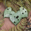 Raukaraka pounamu kawakawa leaves pendant - NZ Greenstone