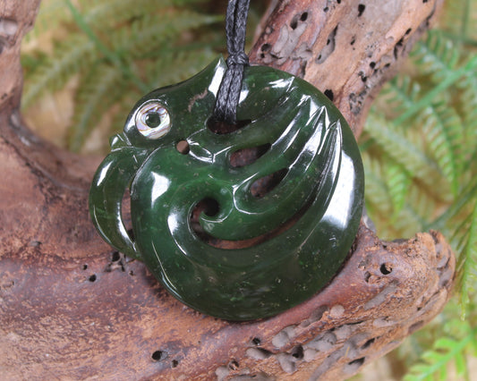 Koropepe carved from Rimu Pounamu - NZ Greenstone