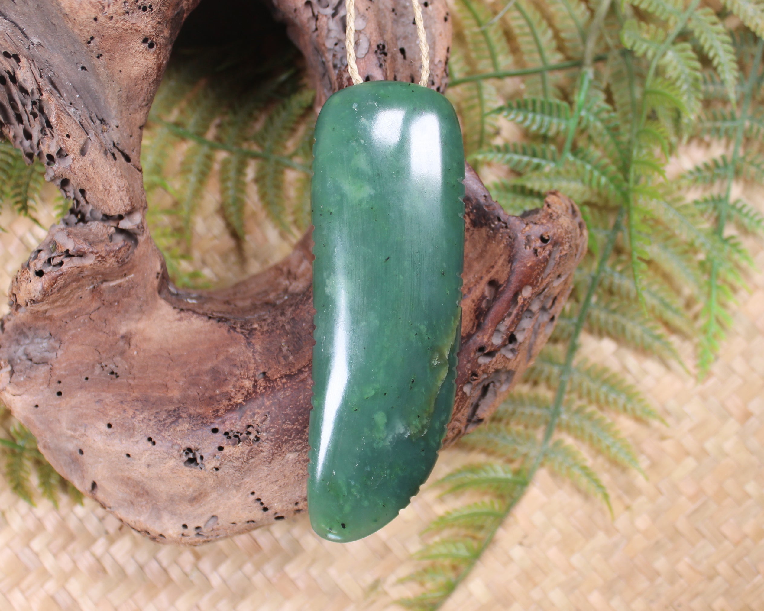 Taniwha Tooth or Niho carved from Hapopo Pounamu - NZ Greenstone