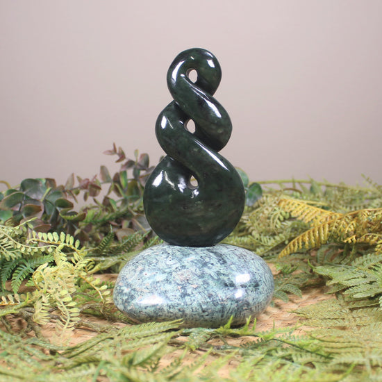 Twist Sculpture carved from Rimu Pounamu - NZ Greenstone