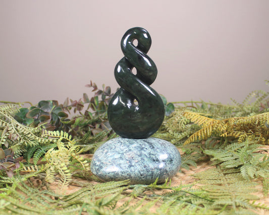 Twist Sculpture carved from Rimu Pounamu - NZ Greenstone