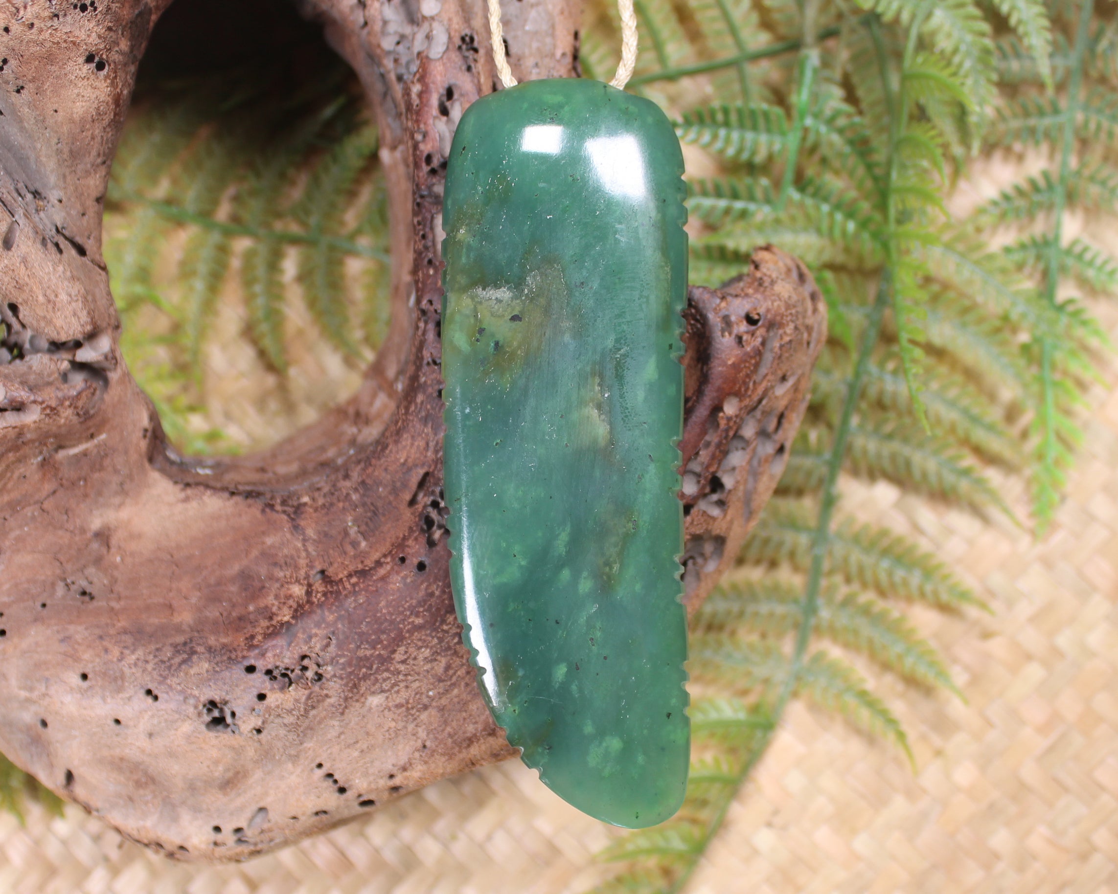 Taniwha Tooth or Niho carved from Hapopo Pounamu - NZ Greenstone