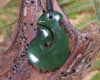 Hei Matau or Fish Hook carved from Kawakawa Pounamu - NZ Greenstone