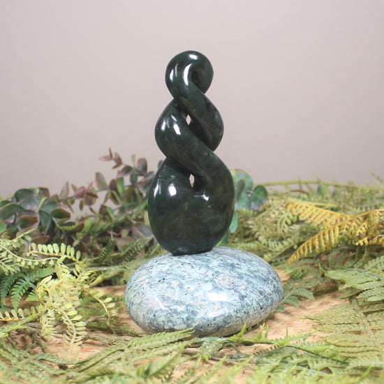 Twist Sculpture carved from Rimu Pounamu - NZ Greenstone