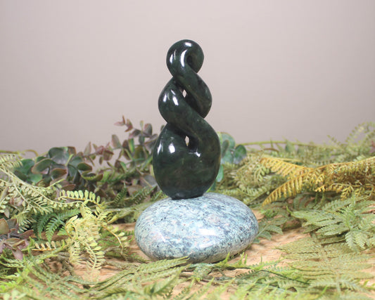 Twist Sculpture carved from Rimu Pounamu - NZ Greenstone