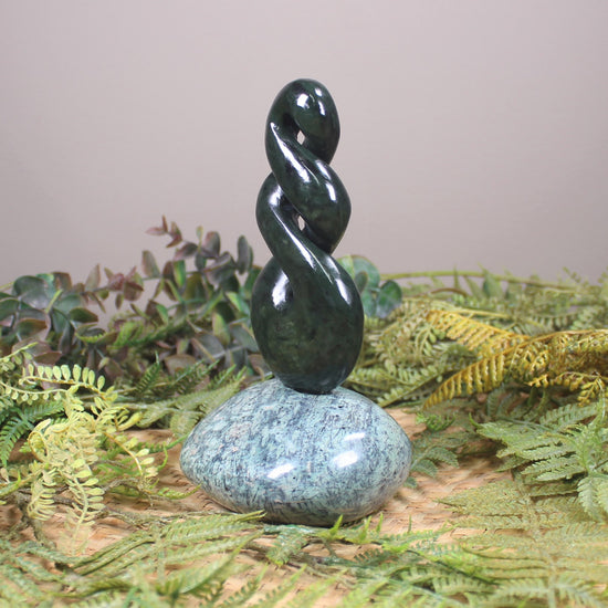Twist Sculpture carved from Rimu Pounamu - NZ Greenstone