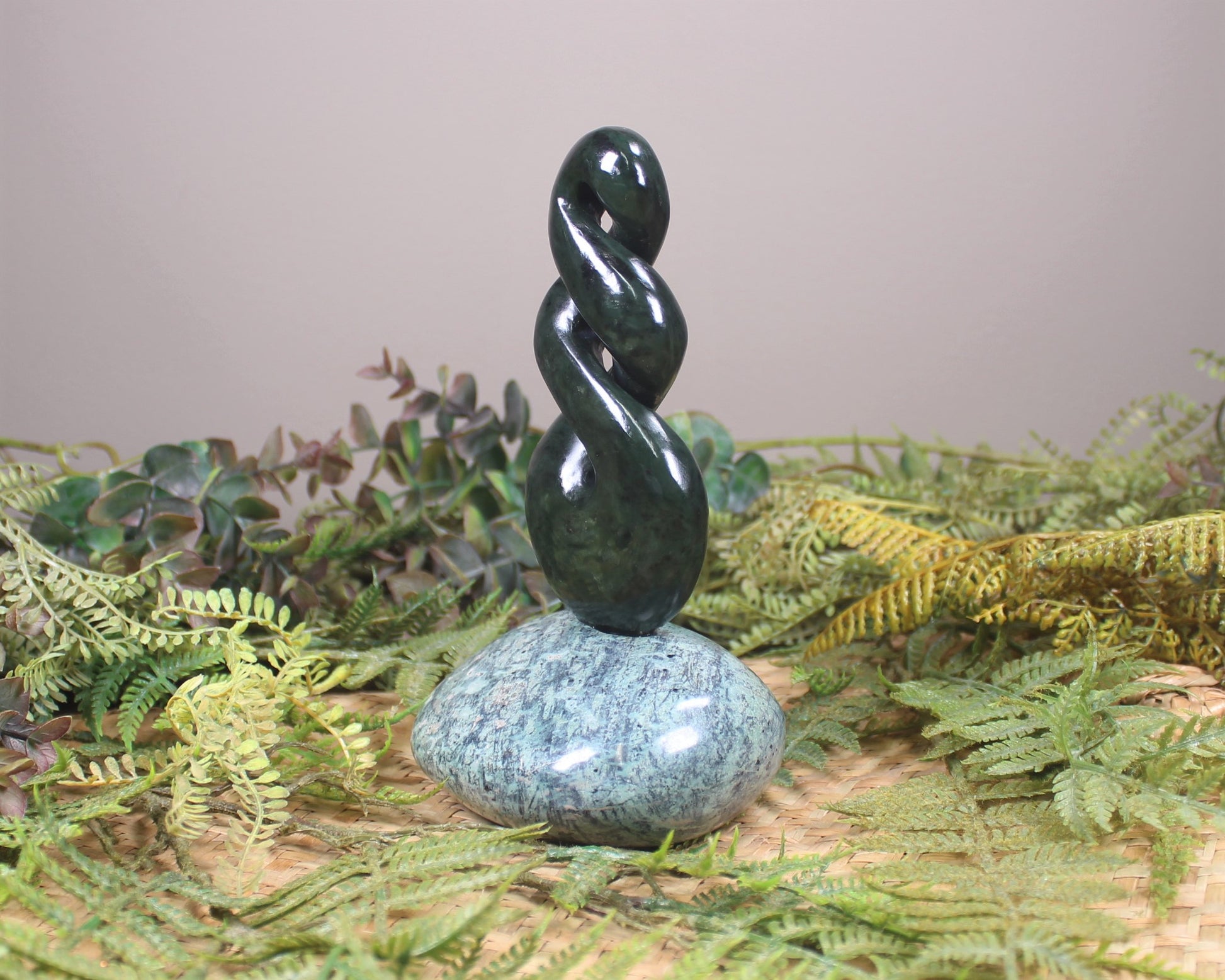 Twist Sculpture carved from Rimu Pounamu - NZ Greenstone