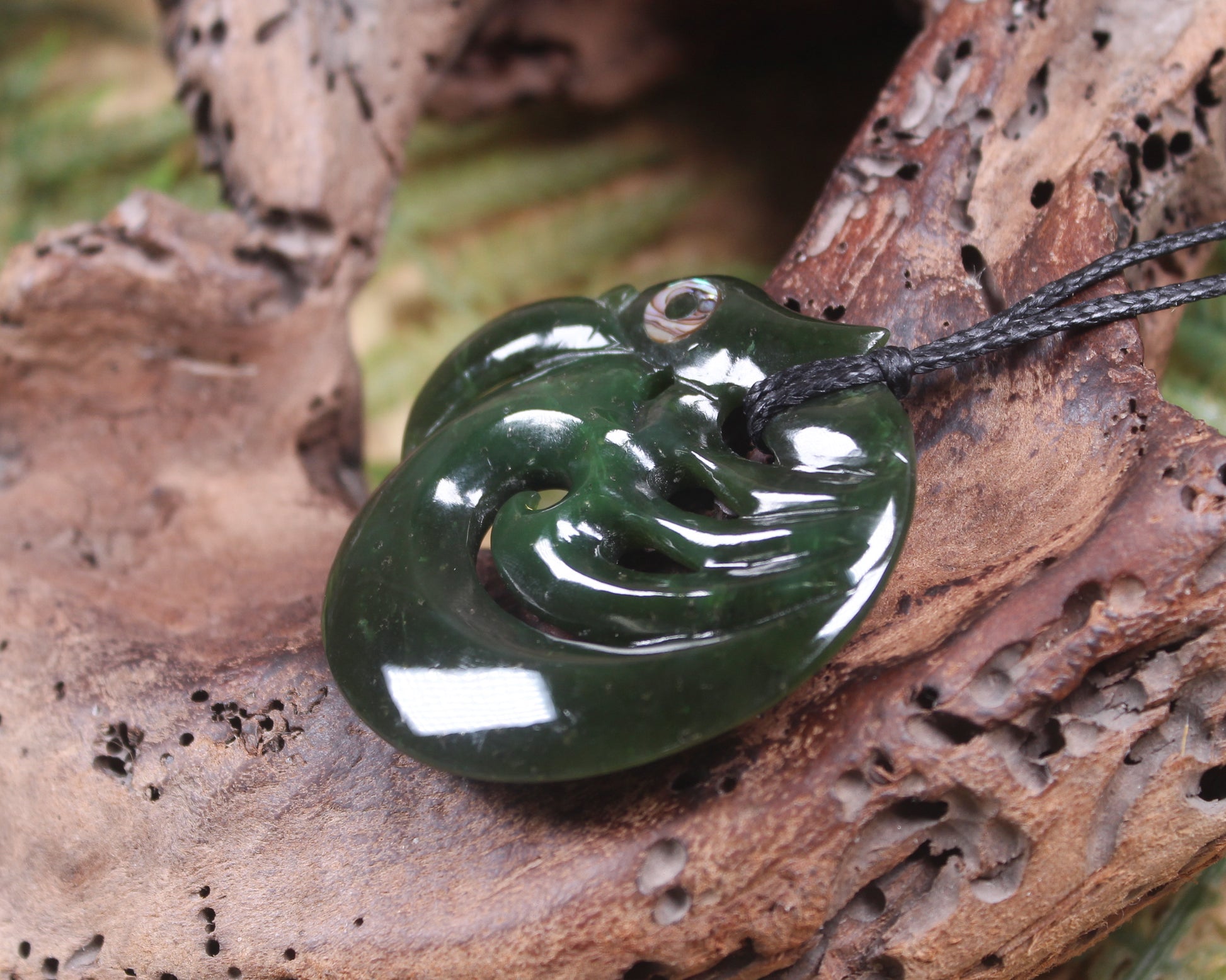 Koropepe carved from Rimu Pounamu - NZ Greenstone