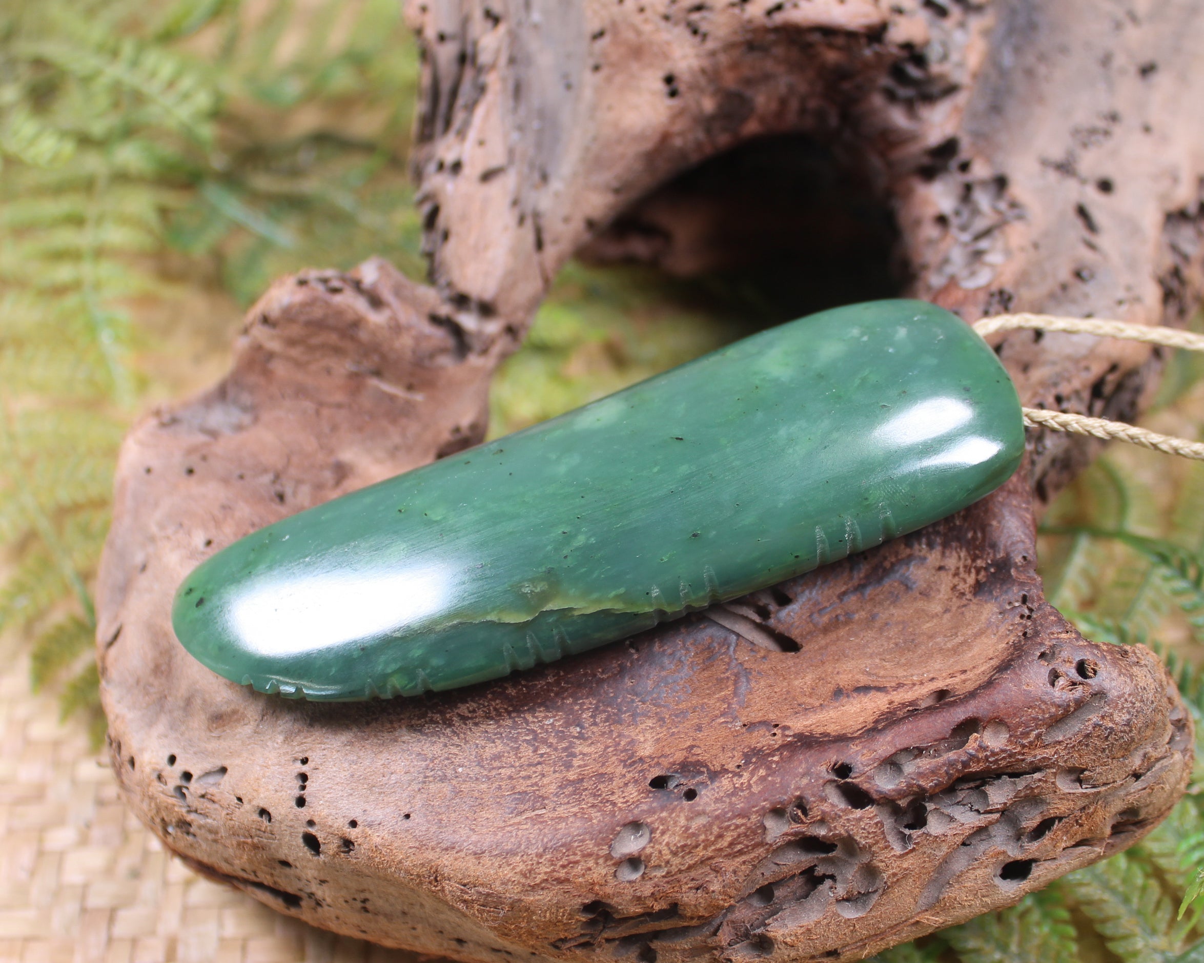 Taniwha Tooth or Niho carved from Hapopo Pounamu - NZ Greenstone