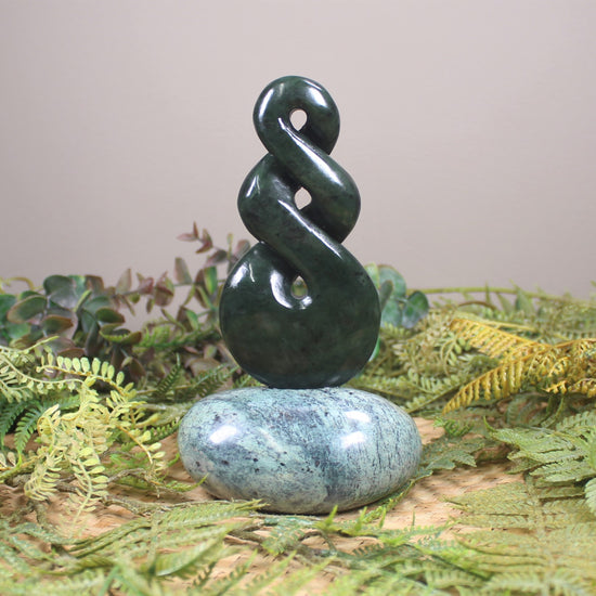 Twist Sculpture carved from Rimu Pounamu - NZ Greenstone