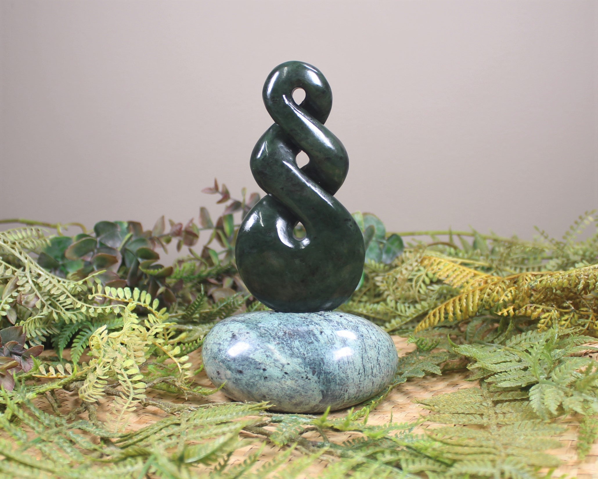 Twist Sculpture carved from Rimu Pounamu - NZ Greenstone