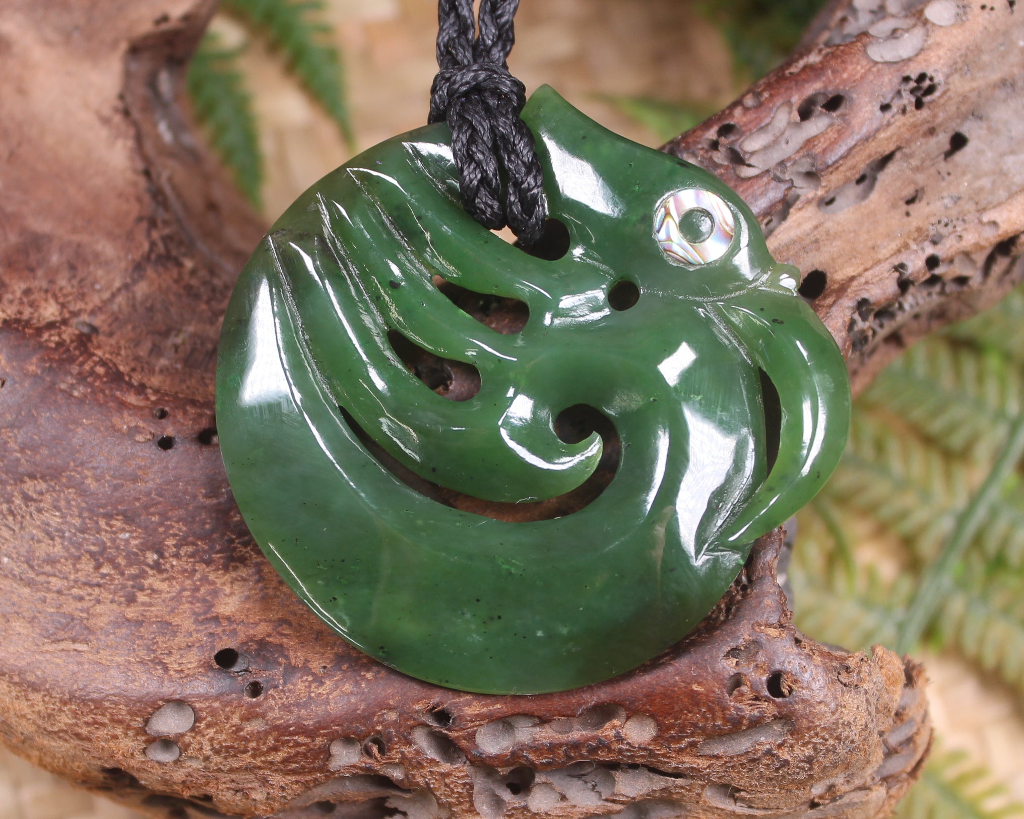 Koropepe carved from Hapopo Pounamu - NZ Greenstone