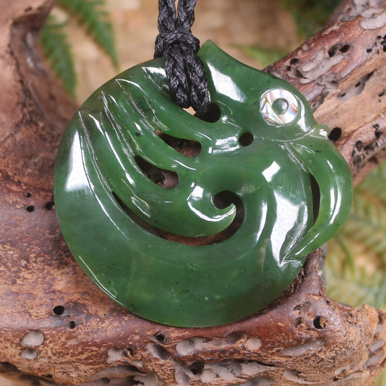 Koropepe carved from Hapopo Pounamu - NZ Greenstone