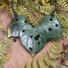 Flower Jade pounamu kawakawa leaves pendant - NZ Greenstone