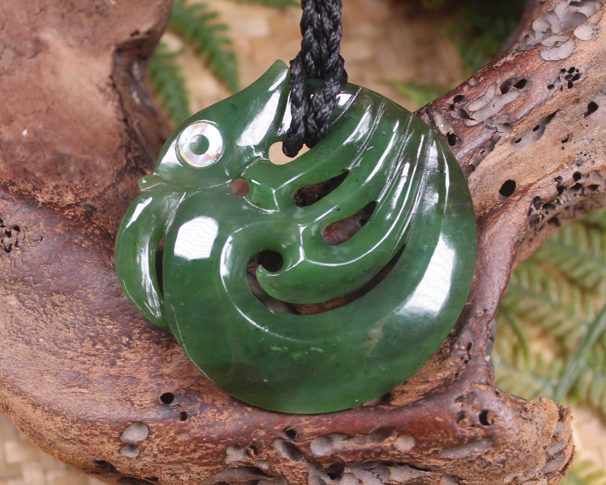 Koropepe carved from Hapopo Pounamu - NZ Greenstone