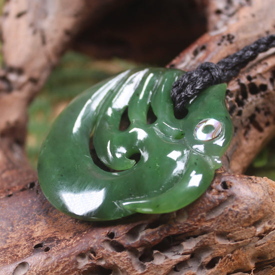 Koropepe carved from Hapopo Pounamu - NZ Greenstone