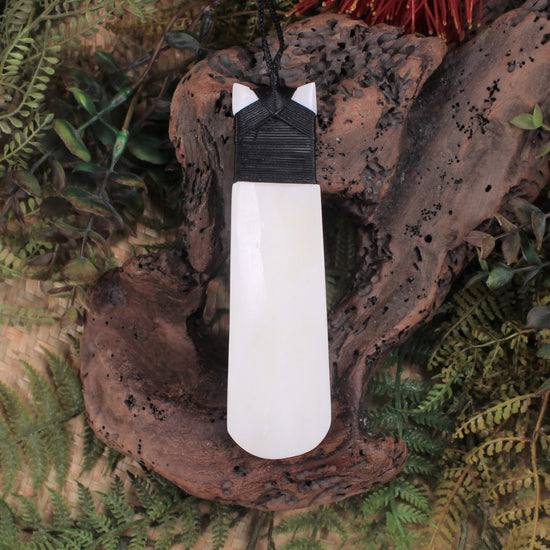 Toki or Adze with Koru carved from Beef Bone
