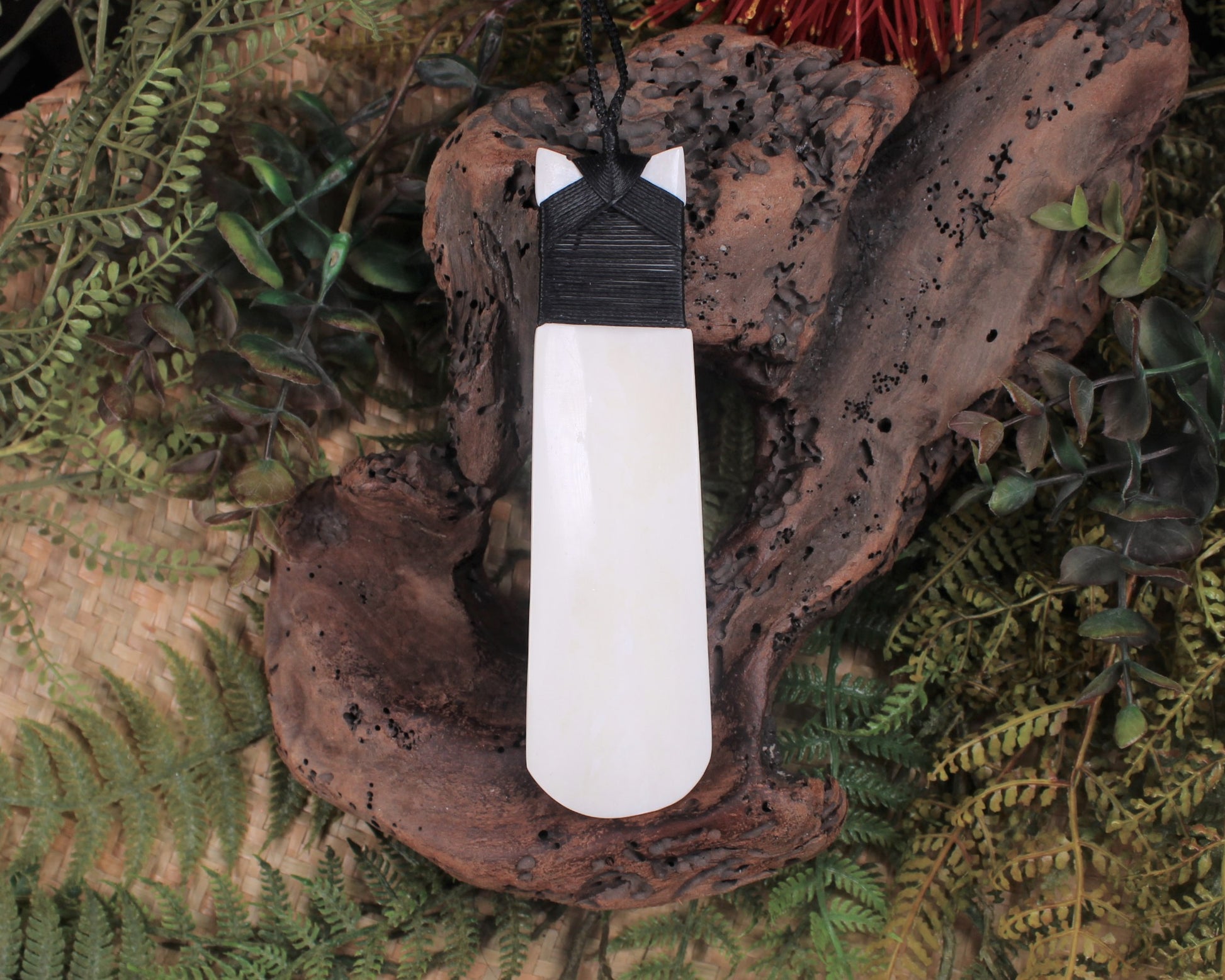 Toki or Adze with Koru carved from Beef Bone