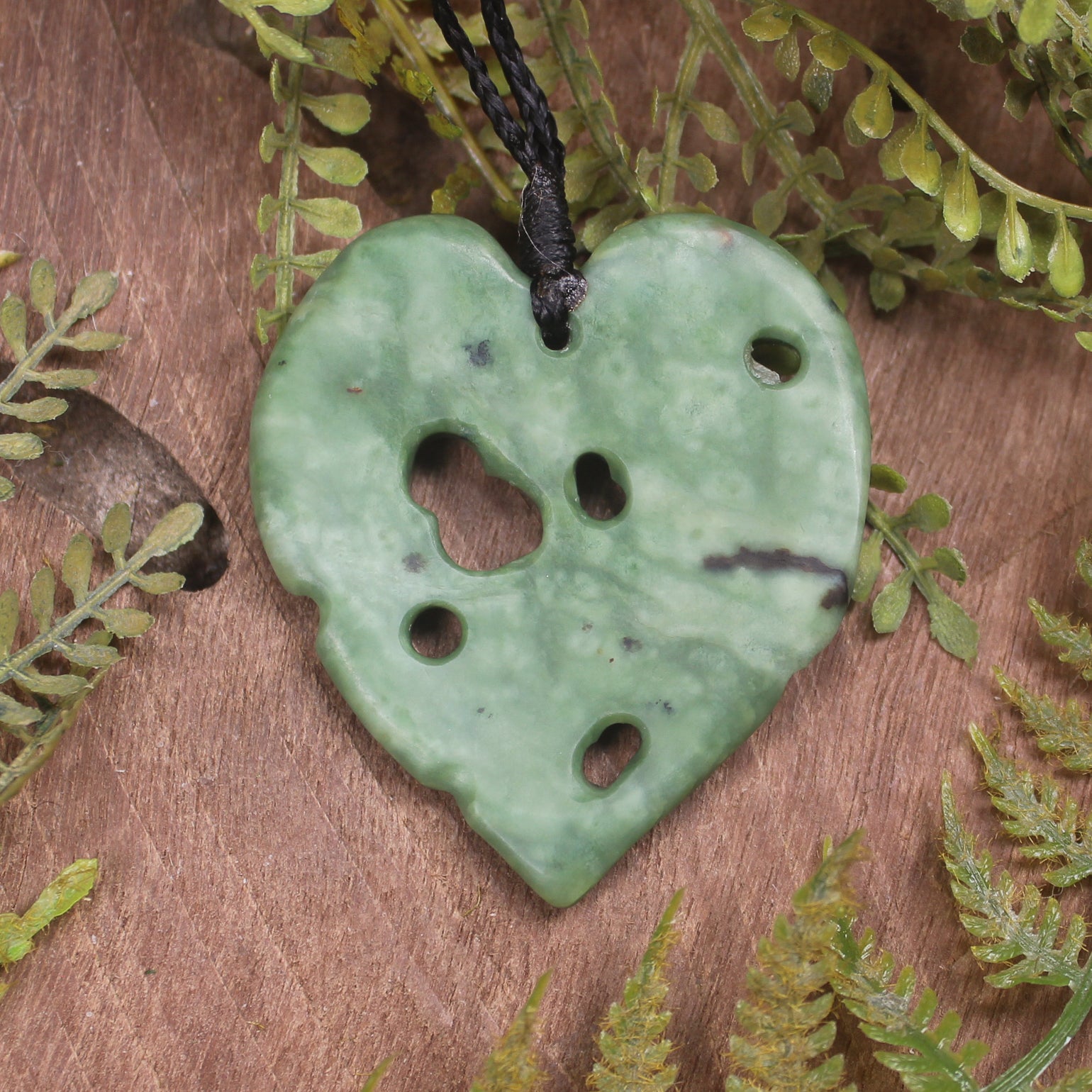 Kawakawa leaves carved from Kawakawa Pounamu - NZ Greenstone