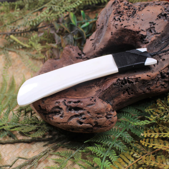 Toki or Adze with Koru carved from Beef Bone