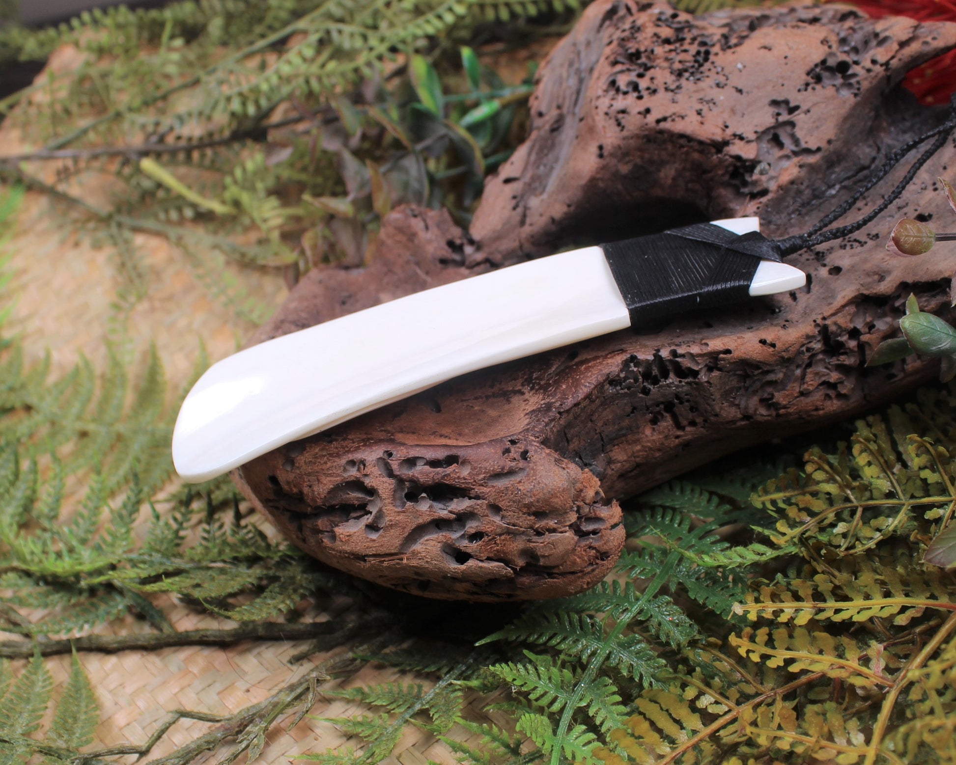 Toki or Adze with Koru carved from Beef Bone