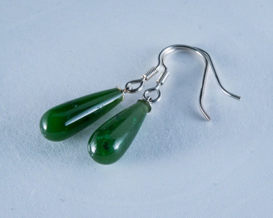 NZ Greenstone XSmall Roimata Earrings (AZ065) Kawakawa Pounamu