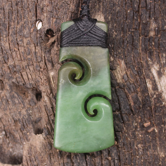 Toki or Adze with Koru carved from Hapopo Pounamu - NZ Greenstone
